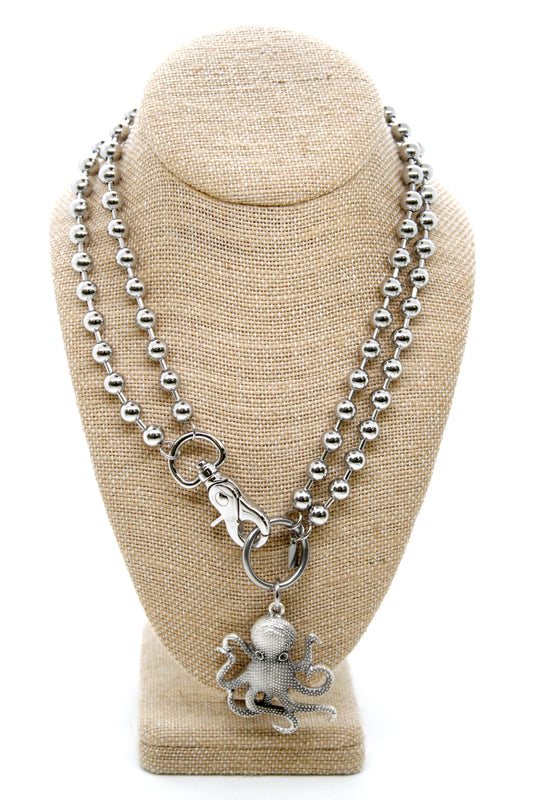 Octopus Charm Convertible Silver Chain Necklace