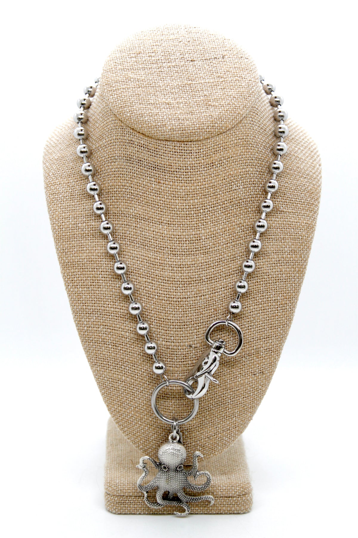 Octopus Charm Convertible Silver Chain Necklace