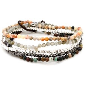 Semi Precious Stone Mix Luxury Stack Bracelet - BL-Pine