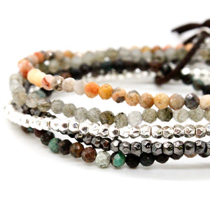 Semi Precious Stone Mix Luxury Stack Bracelet - BL-Pine