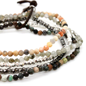 Semi Precious Stone Mix Luxury Stack Bracelet - BL-Pine