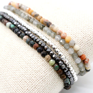 Semi Precious Stone Mix Luxury Stack Bracelet - BL-Pine