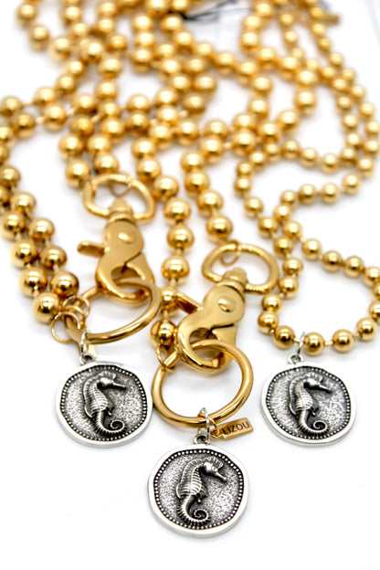 Seahorse Charm Convertible Gold Chain Necklace