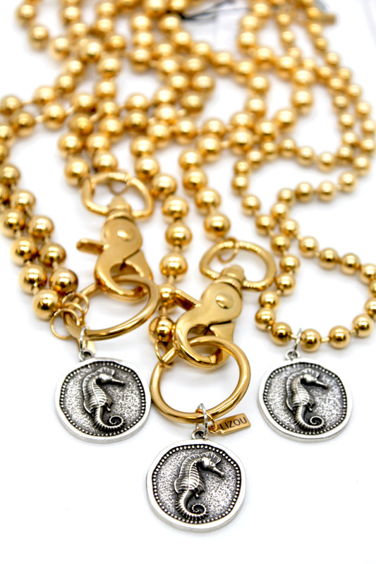 Seahorse Charm Convertible Gold Chain Necklace