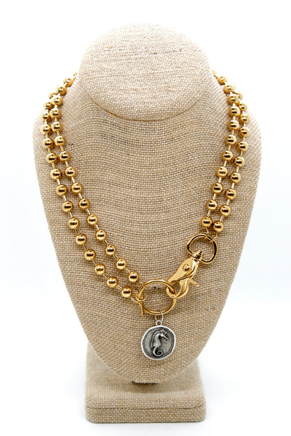 Seahorse Charm Convertible Gold Chain Necklace