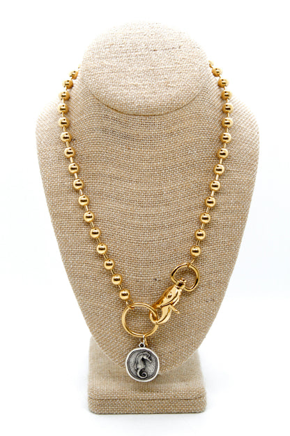 Seahorse Charm Convertible Gold Chain Necklace