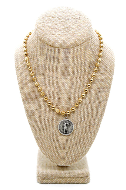 Seahorse Charm Convertible Gold Chain Necklace