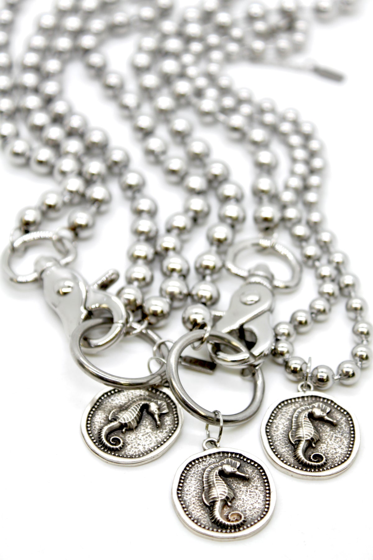 Seahorse Charm Convertible Silver Chain Necklace