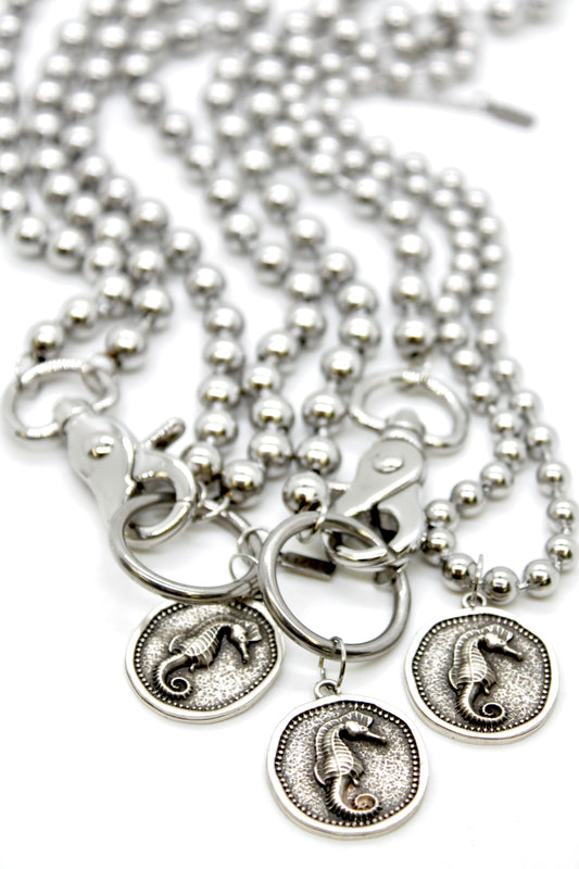 Seahorse Charm Convertible Silver Chain Necklace