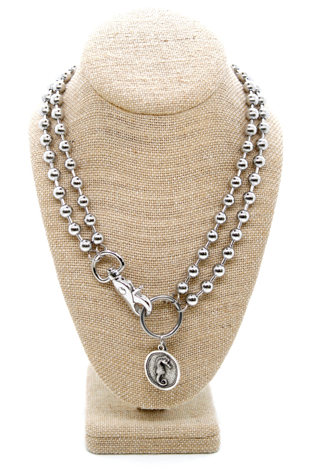 Seahorse Charm Convertible Silver Chain Necklace