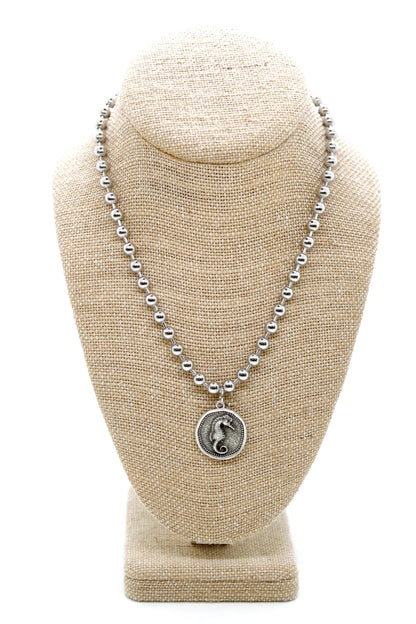 Seahorse Charm Convertible Silver Chain Necklace
