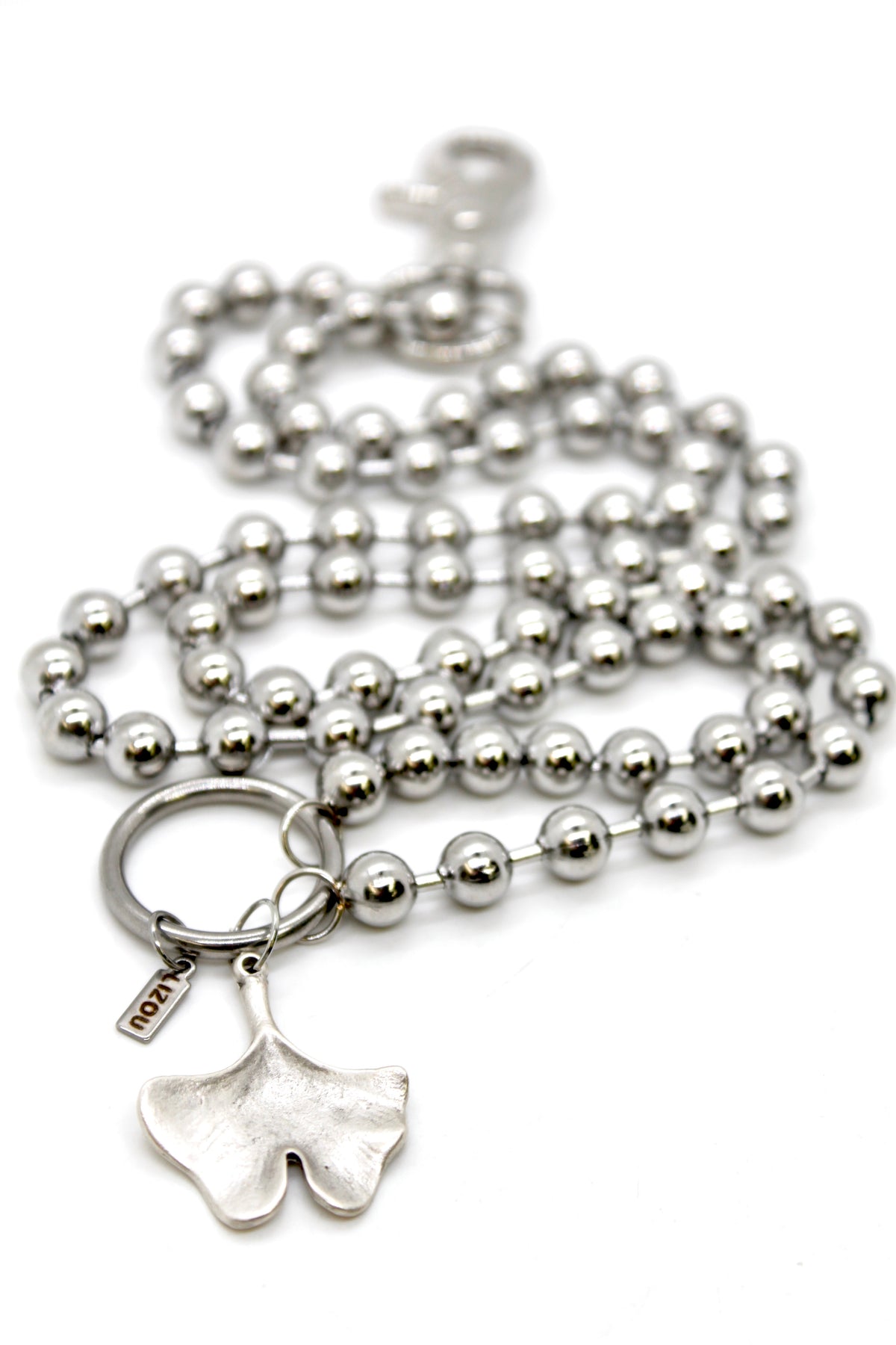 Gingko Leaf Charm Convertible Silver Chain Necklace