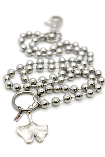 Gingko Leaf Charm Convertible Silver Chain Necklace
