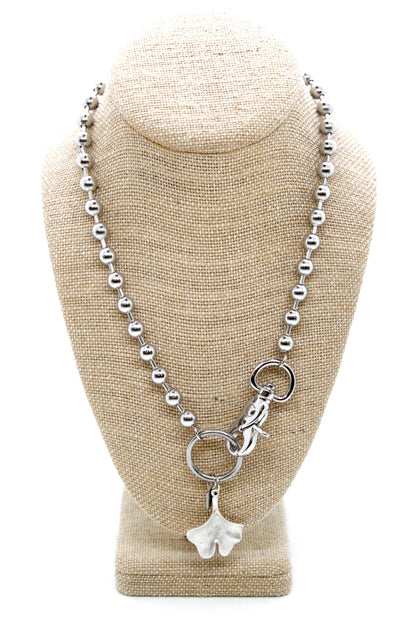 Gingko Leaf Charm Convertible Silver Chain Necklace