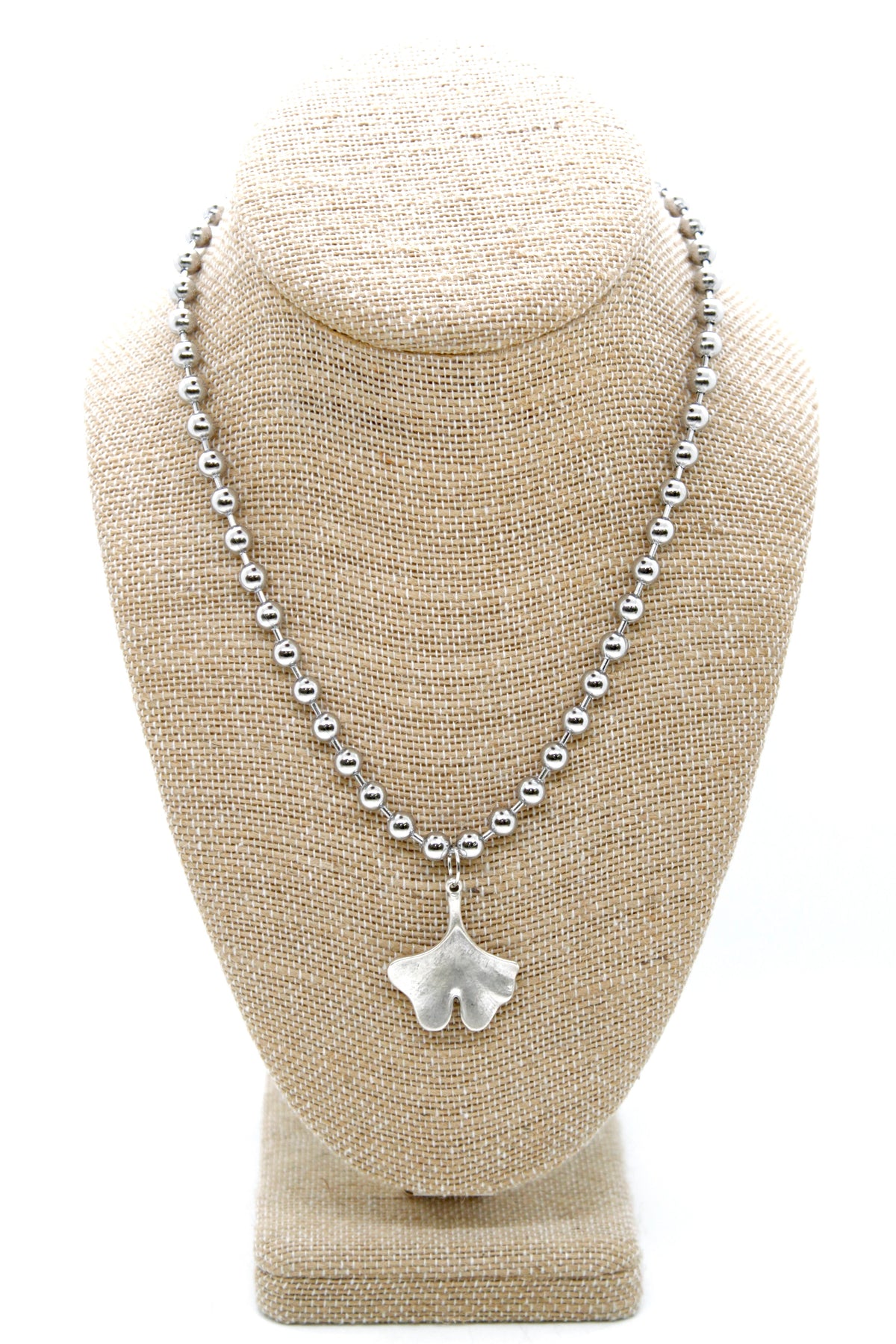 Gingko Leaf Charm Convertible Silver Chain Necklace