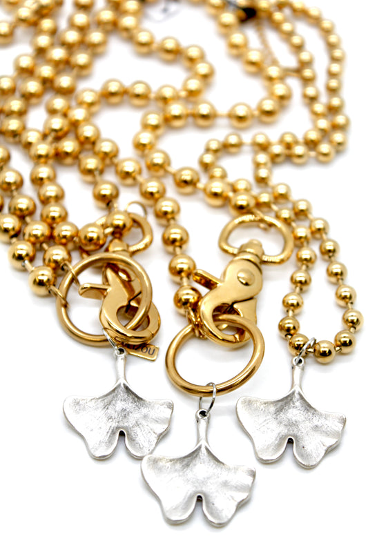 Gingko Leaf Charm Convertible Gold Chain Necklace
