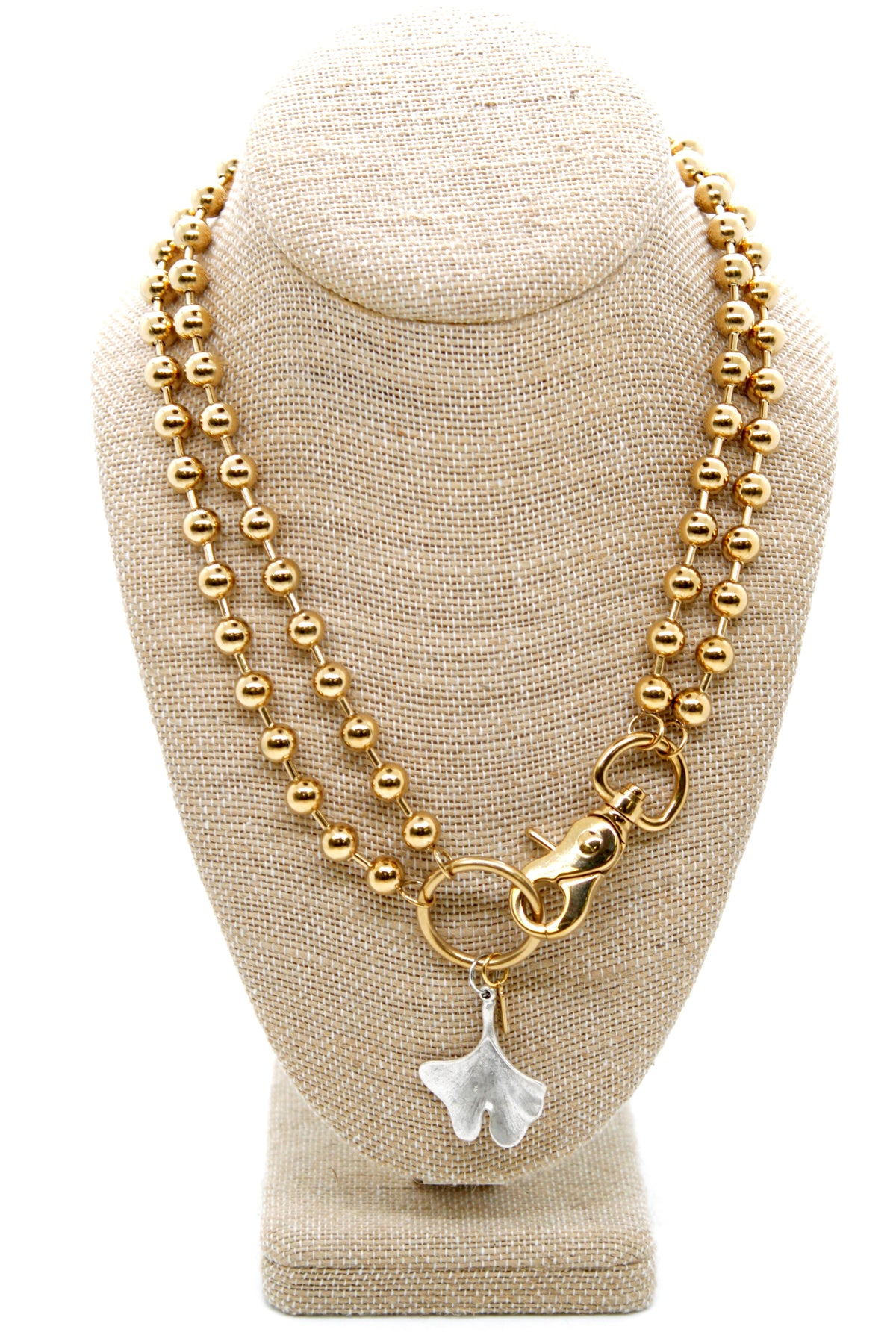 Gingko Leaf Charm Convertible Gold Chain Necklace