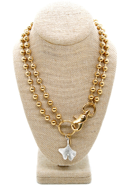 Gingko Leaf Charm Convertible Gold Chain Necklace