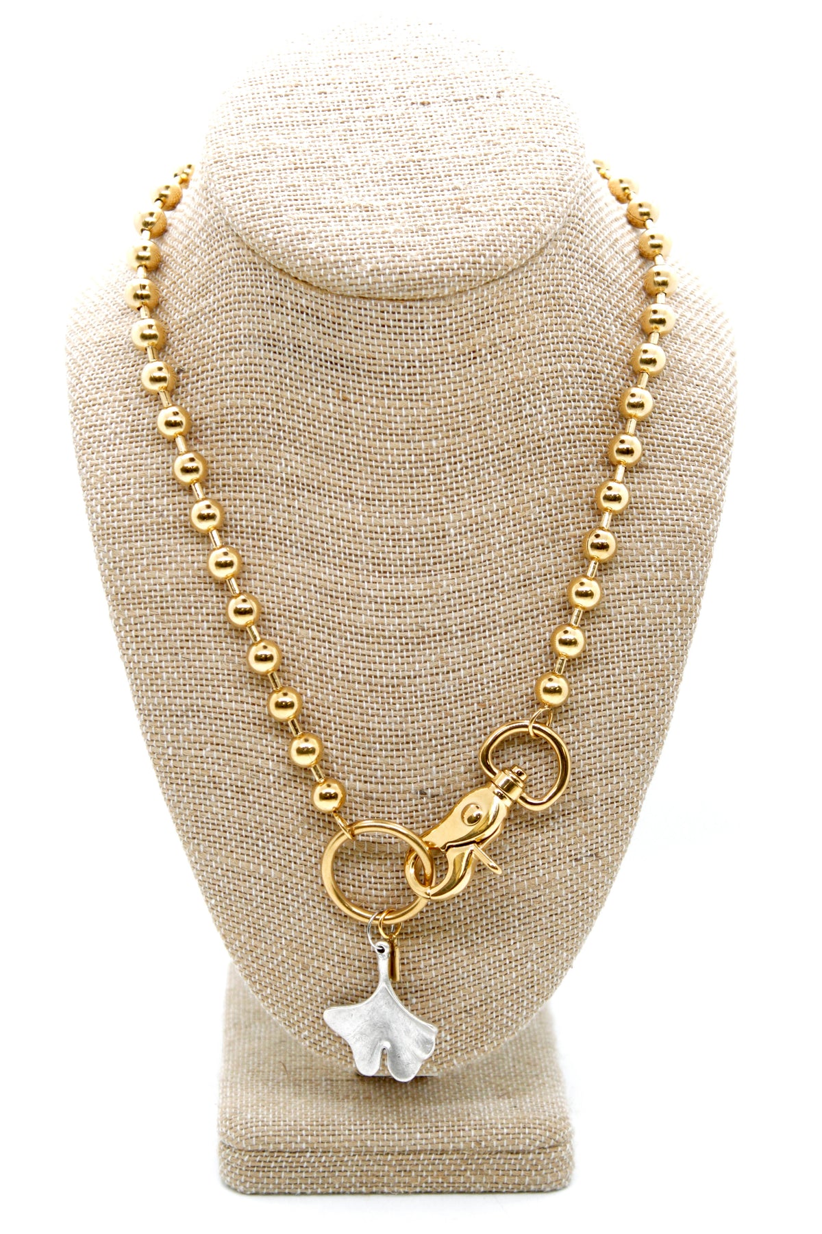 Gingko Leaf Charm Convertible Gold Chain Necklace