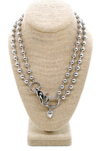Load image into Gallery viewer, Mini Silver Heart Flower Charm Convertible Silver Chain Necklace

