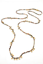 Load image into Gallery viewer, Museum Style Alashan Agate Stone Mix Necklace with 24K Gold Plate Mini Charms -French Flair Collection- N2-2331
