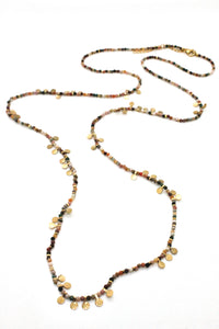Museum Style Alashan Agate Stone Mix Necklace with 24K Gold Plate Mini Charms -French Flair Collection- N2-2331