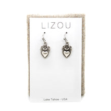 Load image into Gallery viewer, Mini Silver Heart Flower Charm Earrings - E9-24470

