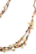 Load image into Gallery viewer, Museum Style Alashan Agate Stone Mix Necklace with 24K Gold Plate Mini Charms -French Flair Collection- N2-2331
