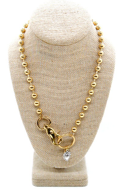 Mini Silver Heart Flower Charm Convertible Gold Chain Necklace