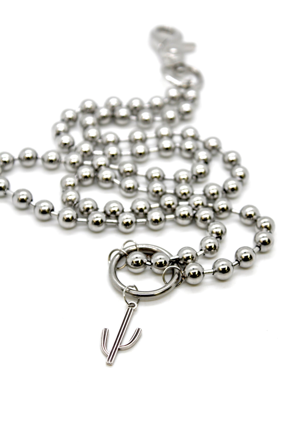 Modern Cactus Charm Convertible Silver Chain Necklace