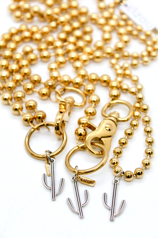 Modern Cactus Charm Convertible Gold Chain Necklace