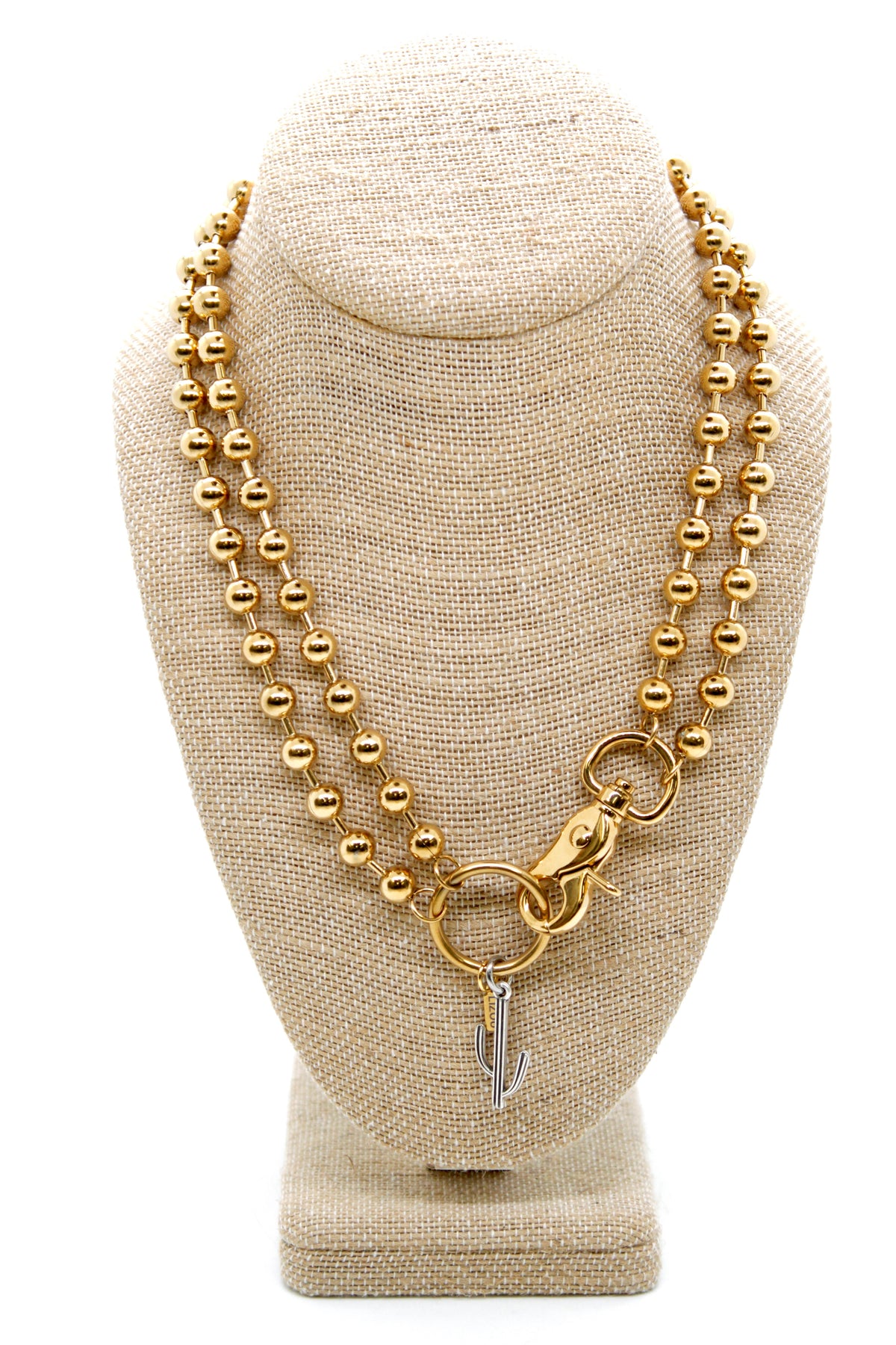 Modern Cactus Charm Convertible Gold Chain Necklace