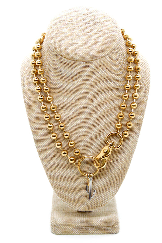 Modern Cactus Charm Convertible Gold Chain Necklace