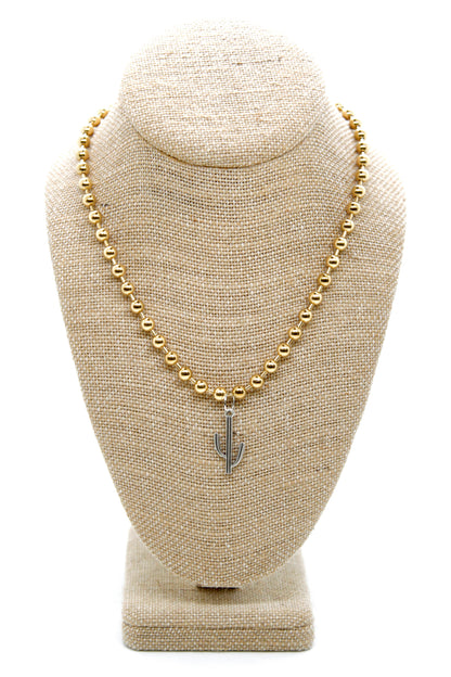 Modern Cactus Charm Convertible Gold Chain Necklace