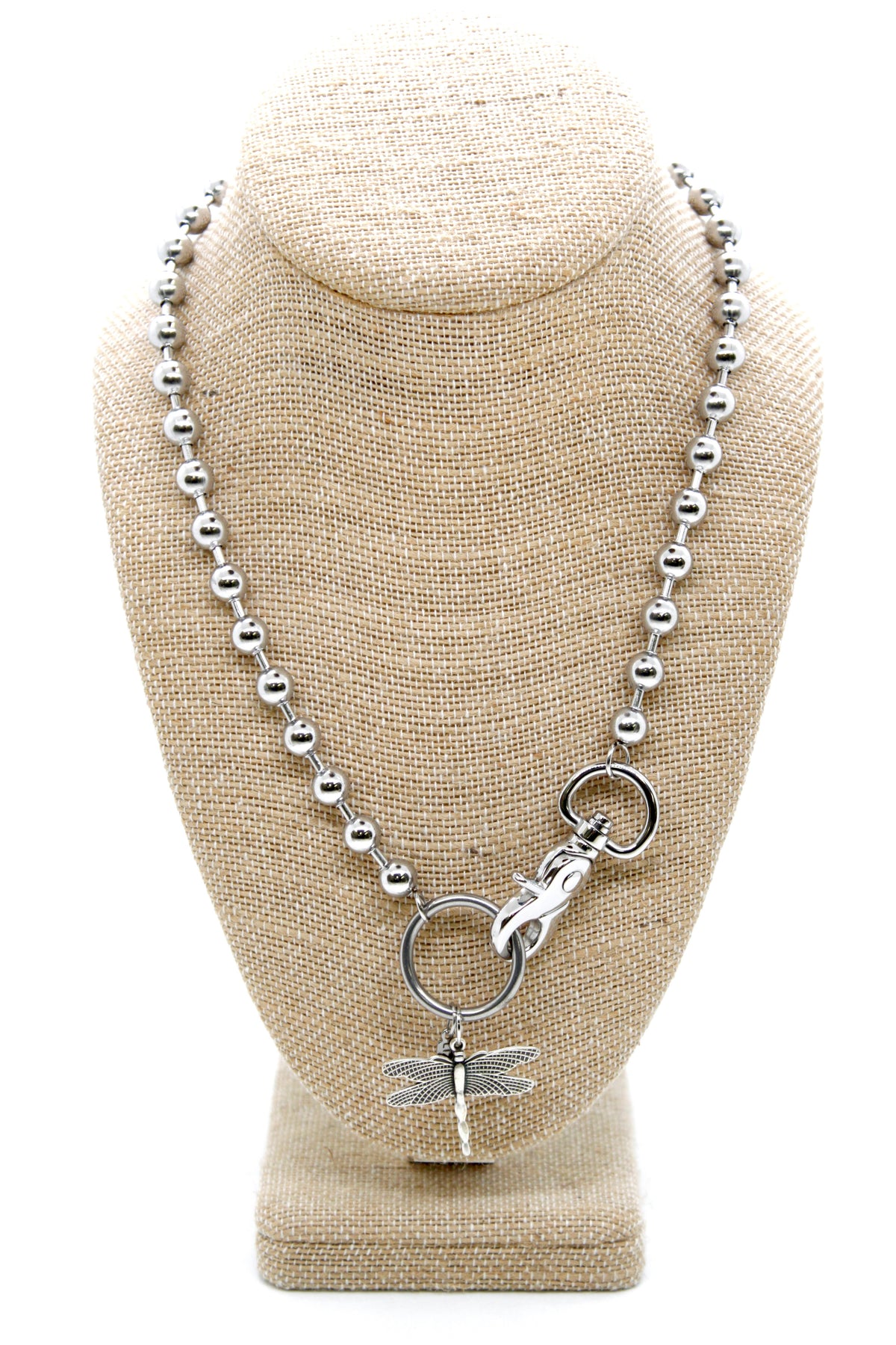 Small Dragonfly Charm Convertible Silver Chain Necklace