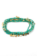 Load image into Gallery viewer, Museum Style Amazonite Semi Precious Stone Mix Necklace with 24K Gold Plate Mini Charms -French Flair Collection- N2-2333
