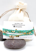 Load image into Gallery viewer, Museum Style Amazonite Semi Precious Stone Mix Necklace with 24K Gold Plate Mini Charms -French Flair Collection- N2-2333
