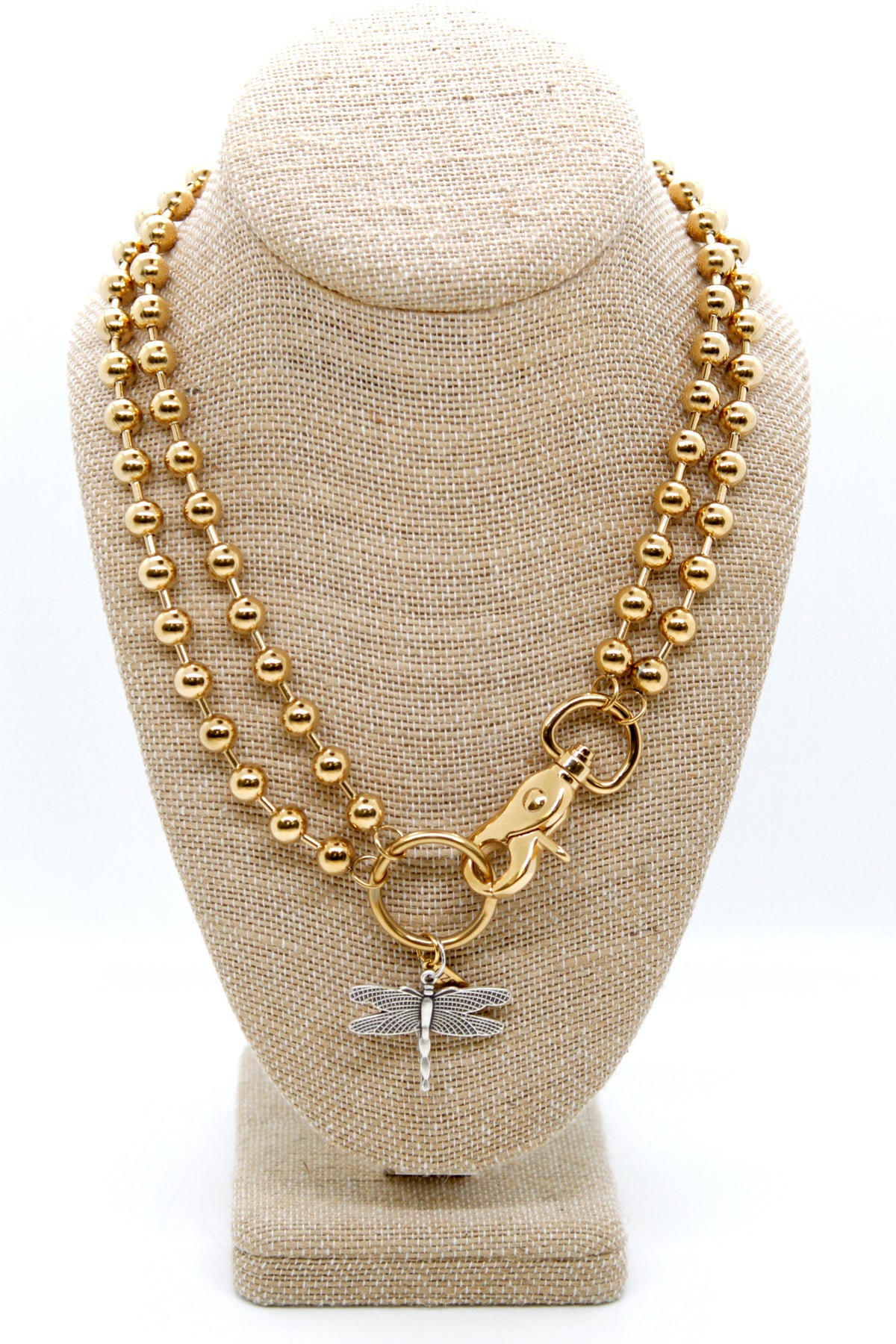 Small Dragonfly Charm Convertible Gold Chain Necklace