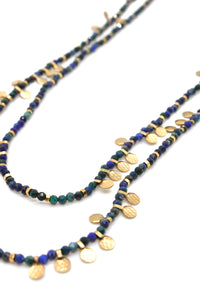 Museum Style Sodalite Stone Mix Necklace with 24K Gold Plate Mini Charms -French Flair Collection- N2-2334