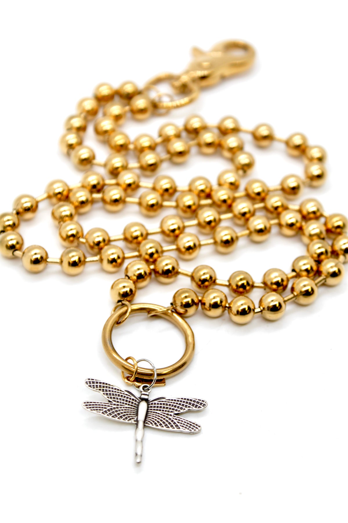 Small Dragonfly Charm Convertible Gold Chain Necklace