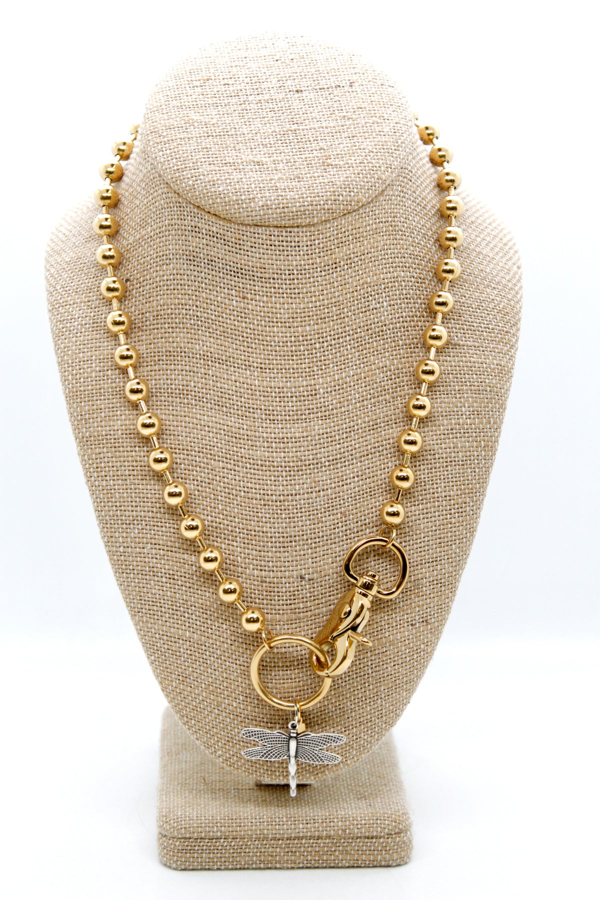 Small Dragonfly Charm Convertible Gold Chain Necklace