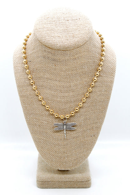 Small Dragonfly Charm Convertible Gold Chain Necklace