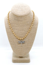 Load image into Gallery viewer, Small Dragonfly Charm Convertible Gold Chain Necklace
