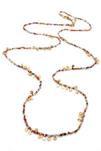 Load image into Gallery viewer, Museum Style Orange Zirconium Mix Necklace with 24K Gold Plate Mini Charms -French Flair Collection- N2-2335
