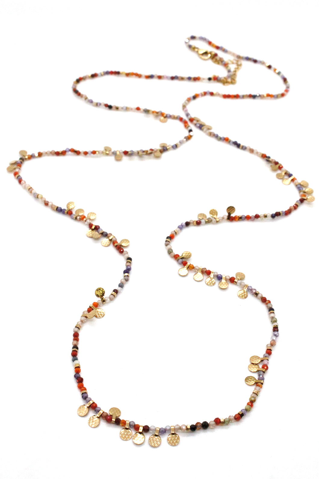 Museum Style Orange Zirconium Mix Necklace with 24K Gold Plate Mini Charms -French Flair Collection- N2-2335