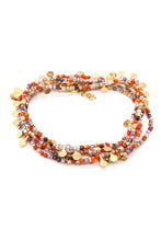 Load image into Gallery viewer, Museum Style Orange Zirconium Mix Necklace with 24K Gold Plate Mini Charms -French Flair Collection- N2-2335
