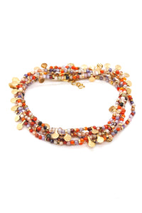 Museum Style Orange Zirconium Mix Necklace with 24K Gold Plate Mini Charms -French Flair Collection- N2-2335