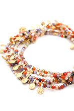 Load image into Gallery viewer, Museum Style Orange Zirconium Mix Necklace with 24K Gold Plate Mini Charms -French Flair Collection- N2-2335
