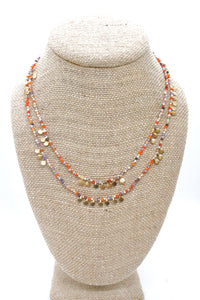 Museum Style Orange Zirconium Mix Necklace with 24K Gold Plate Mini Charms -French Flair Collection- N2-2335