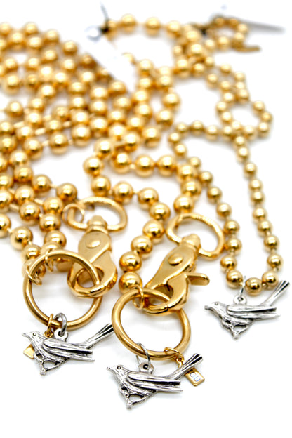 Bird on a Branch Charm Convertible Gold Chain Necklace